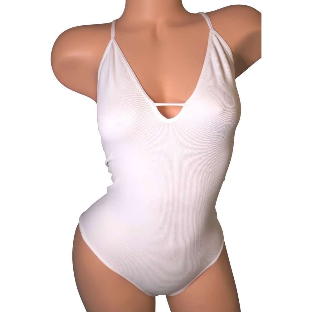 Intimately Free People Move Along Ribbed Strappy Bodysuit Ivory XS/S